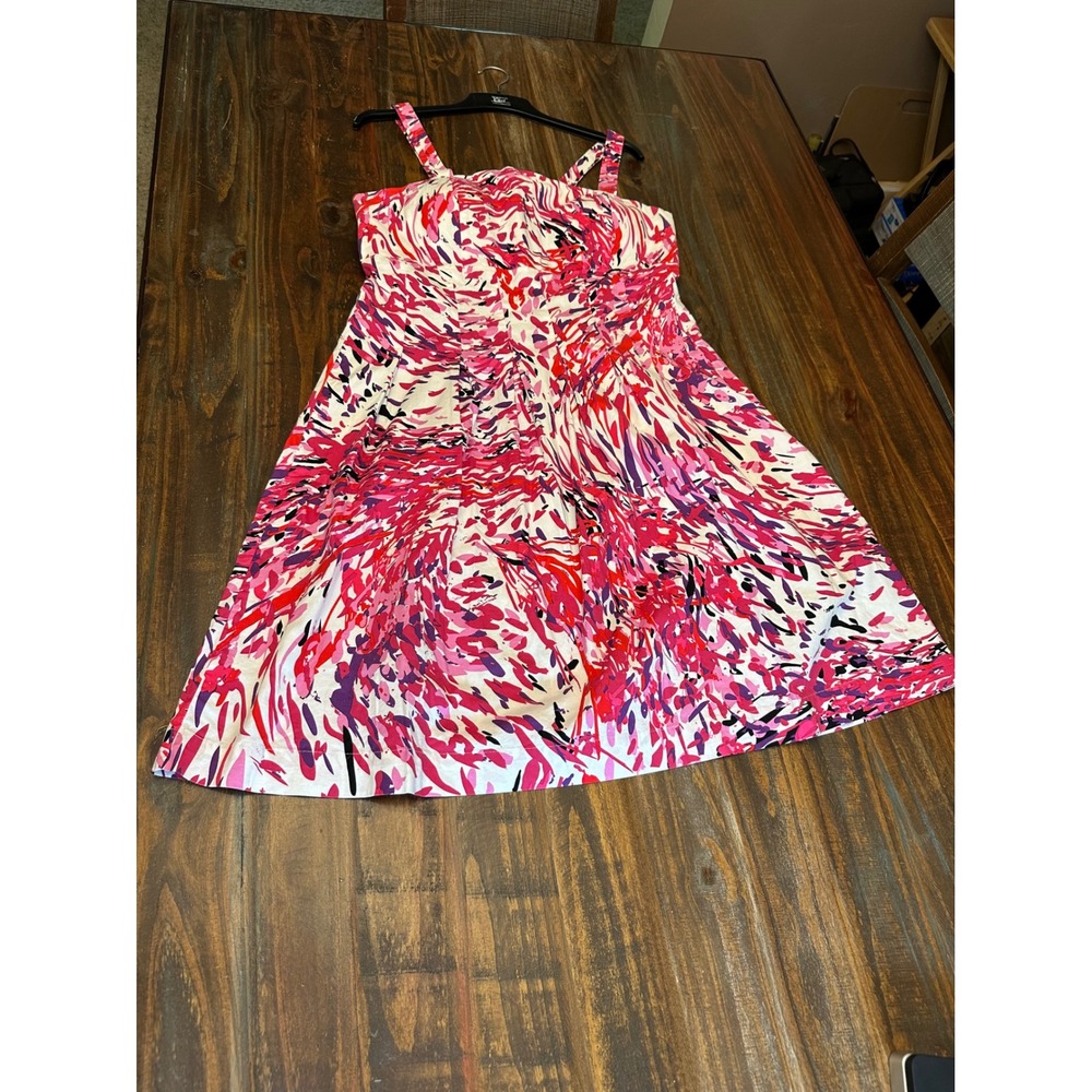 Cotton Dress Sleeveless Pink Purple Print Casual Sundress‎ Summer Resortwear